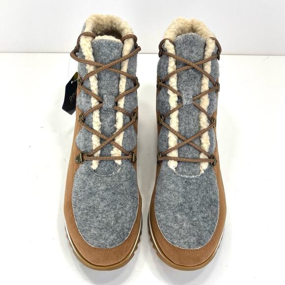 Sonoma Ortholite Eco Women Brown Winter Bootie Sz 10 Faux Suede/Fur Lace-Up New - Picture 4 of 16